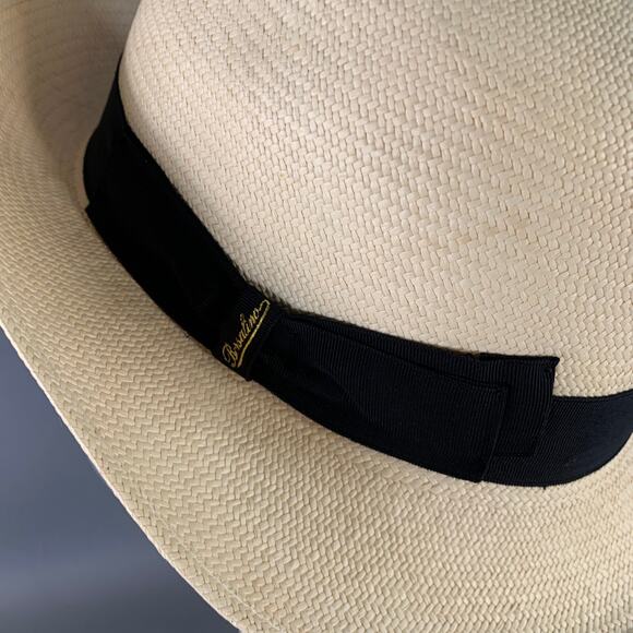 BORSALINO Size S Beige Black Straw Fedora - Picture 5 of 10